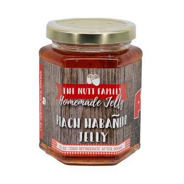 Peach Habanero Jelly | 11.5 oz. Jar | Pack of 3 | Fresh Peaches With A Kick | Spicy Fruit Spread | Made in Ravenna, NE | Nutt Family Jams and Jellies